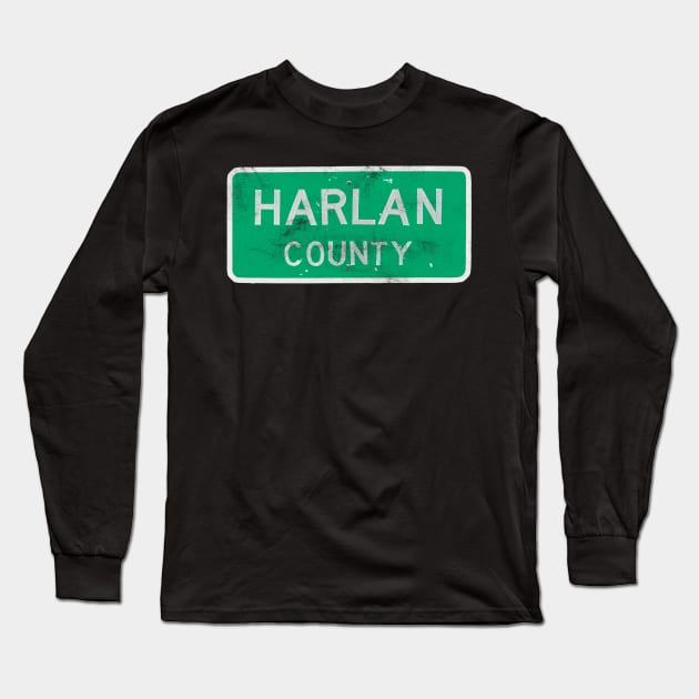 Harlan County, KY / Retro Outlaw Country Fan Design Long Sleeve T-Shirt by DankFutura